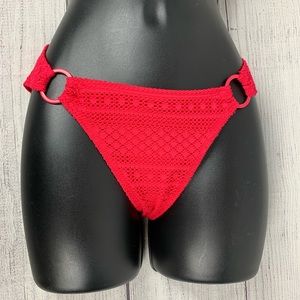 NWT Aerie Swim Bikini Crochet Bottoms Raspberry Pink S